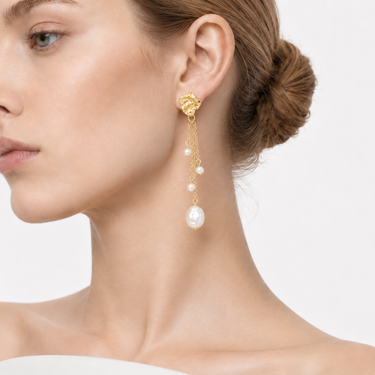 GOLDEN COAST PEARL STUD EARRINGS-400009L