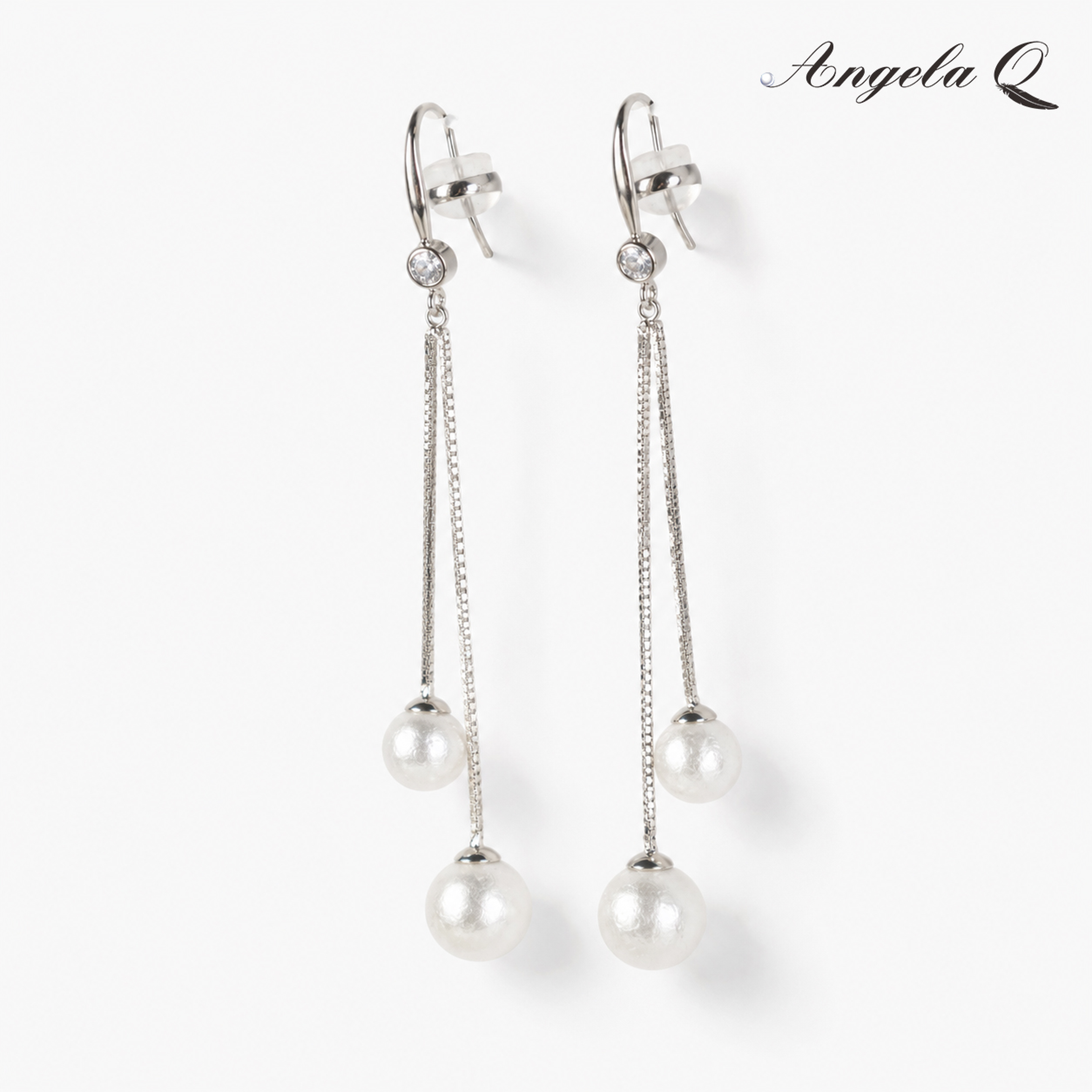 OCEANSIDE - DOUBLE PEARL CHAIN EARRINGS