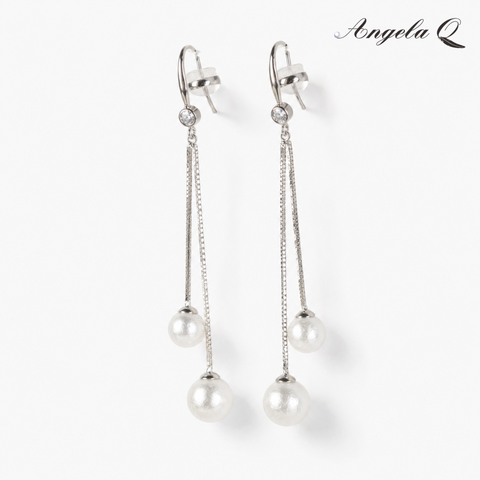 OCEANSIDE - DOUBLE PEARL CHAIN EARRINGS