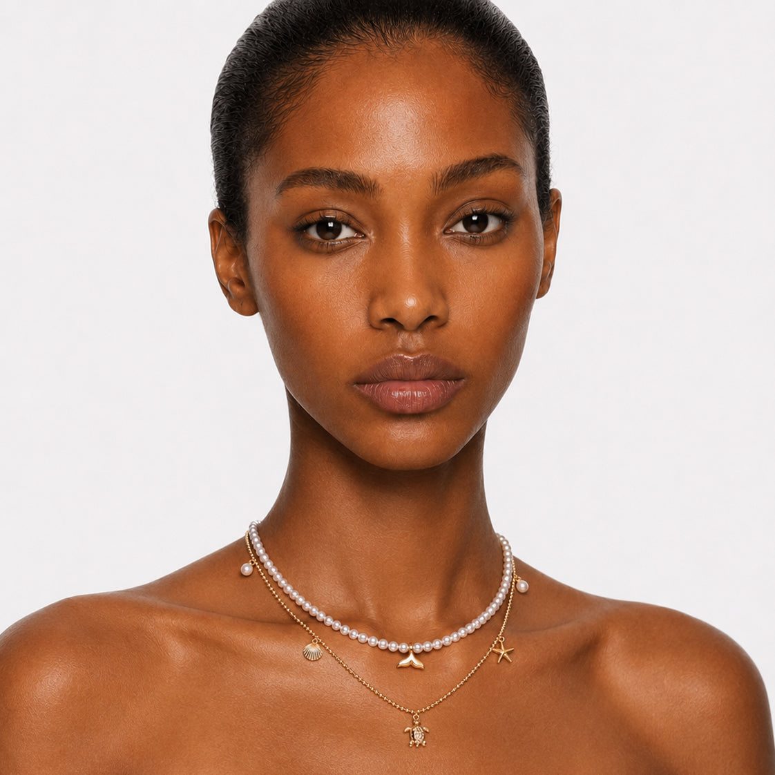 MALIBU CROSS - LAYERED PEARL NECKLACE