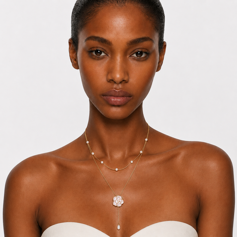 CAPRI - LAYERED PEARL DROP NECKLACE