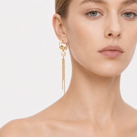 CASCADA PEARL CHAIN DROP EARRINGS-400027F