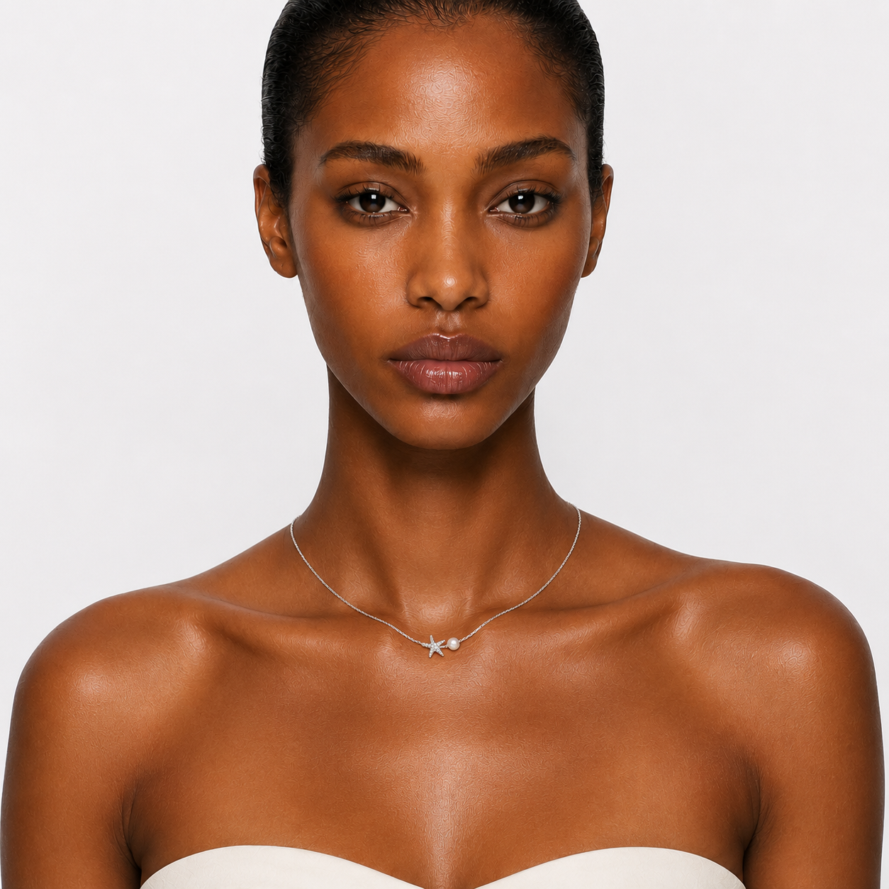 CARMEL BOW - PEARL CHARM NECKLACE