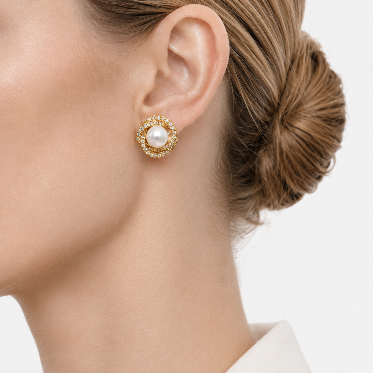 NEWPORT - CZ HALO PEARL STUD EARRINGS