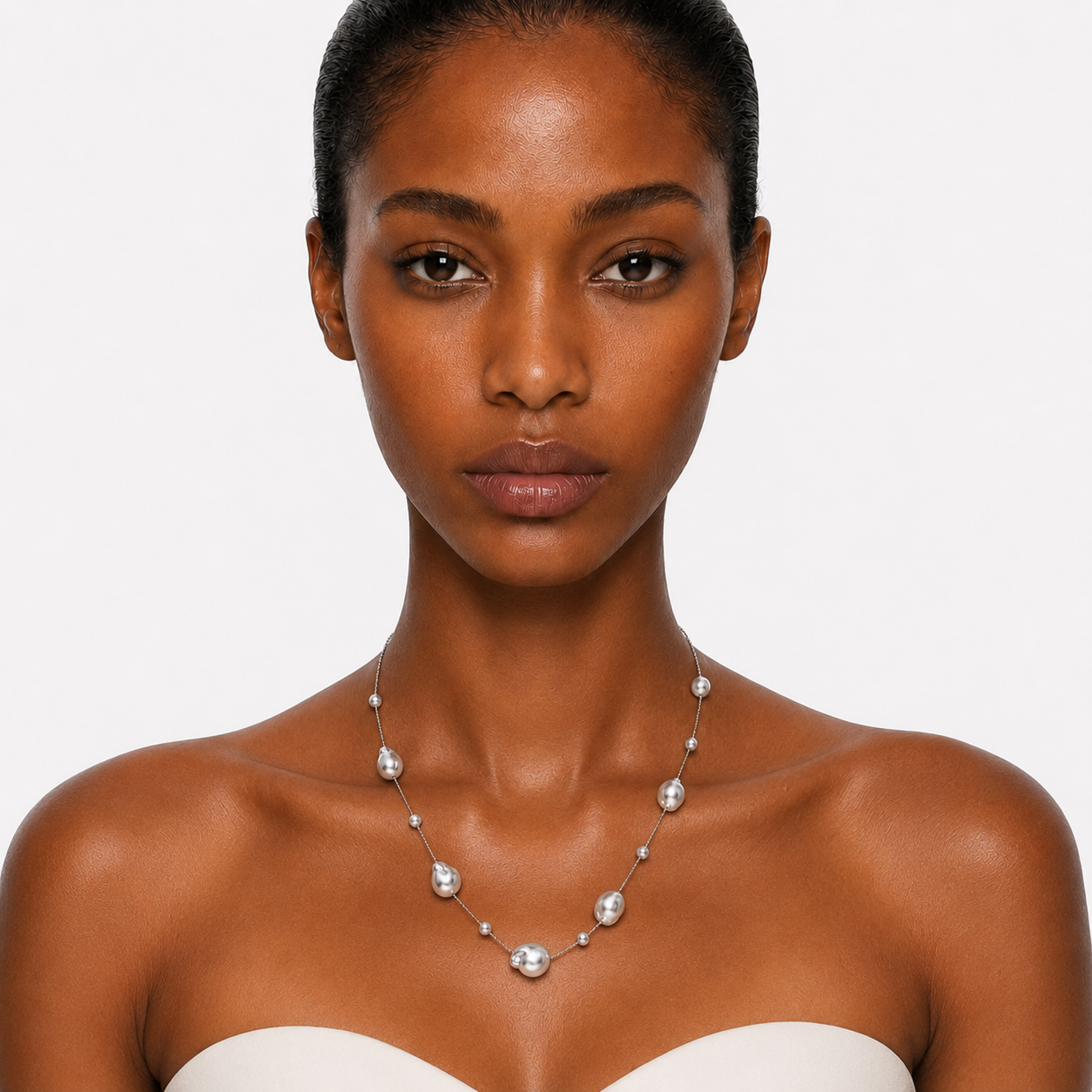 MARINA LONG - PEARL LARIAT NECKLACE