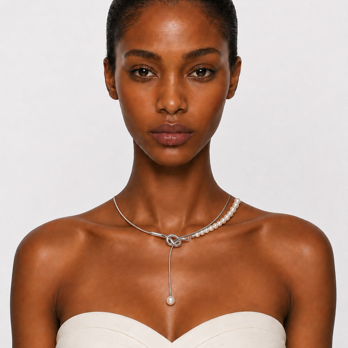 HALF MOON BAY - ASYMMETRIC PEARL DROP NECKLACE