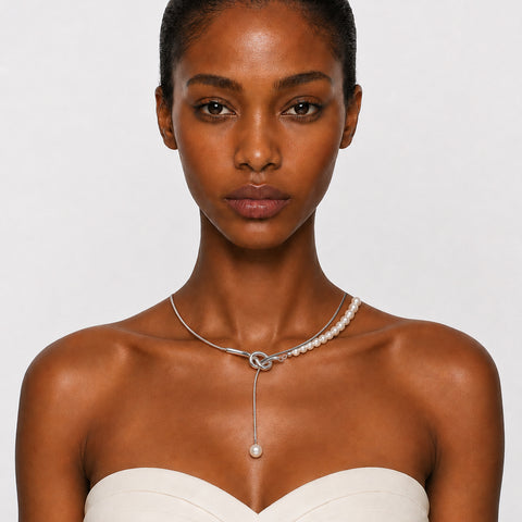 HALF MOON BAY - ASYMMETRIC PEARL DROP NECKLACE