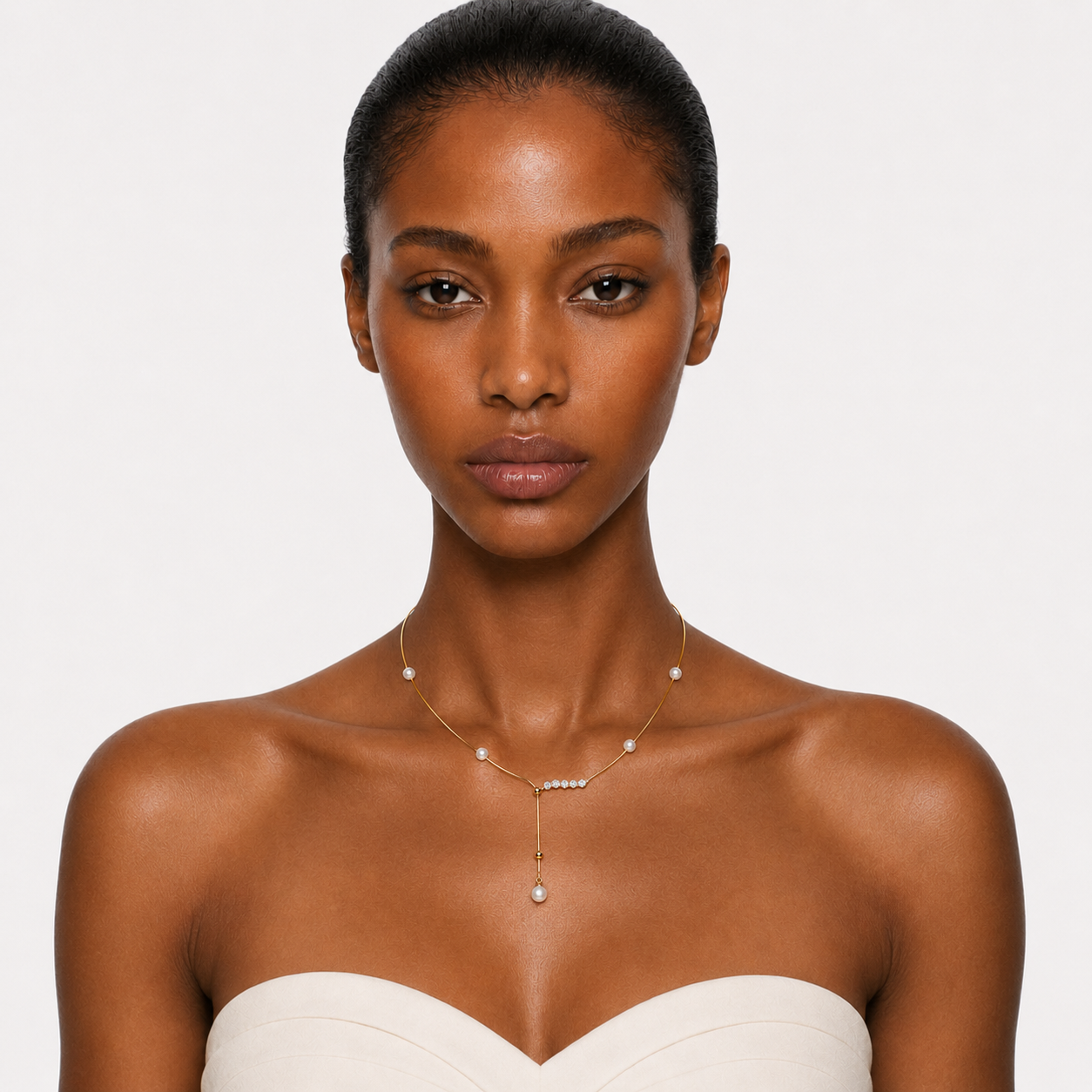 SOLANA - PEARL Y-DROP NECKLACE