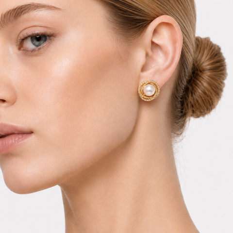 BEL AIR - GLASS PEARL HALO STUD EARRINGS