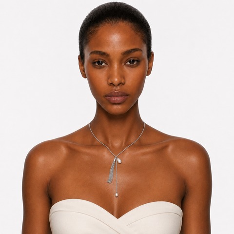 MIRAMAR - FEATHER PEARL DROP NECKLACE