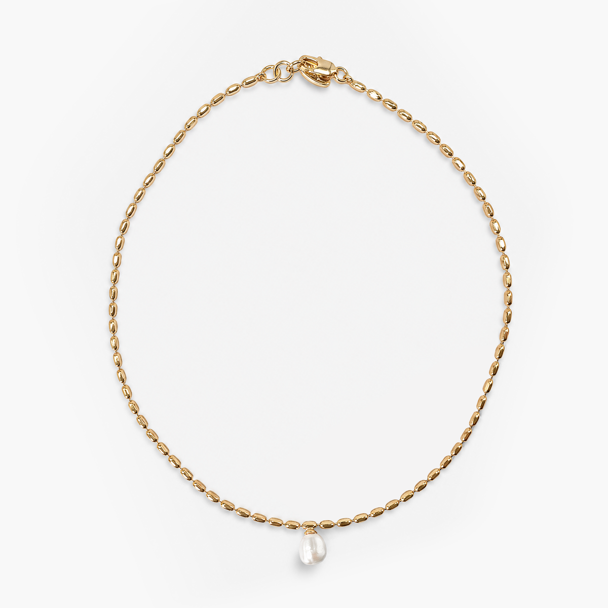 GOLDIE - GOLD BEADED NECKLACE WITH A SINGLE PEARL