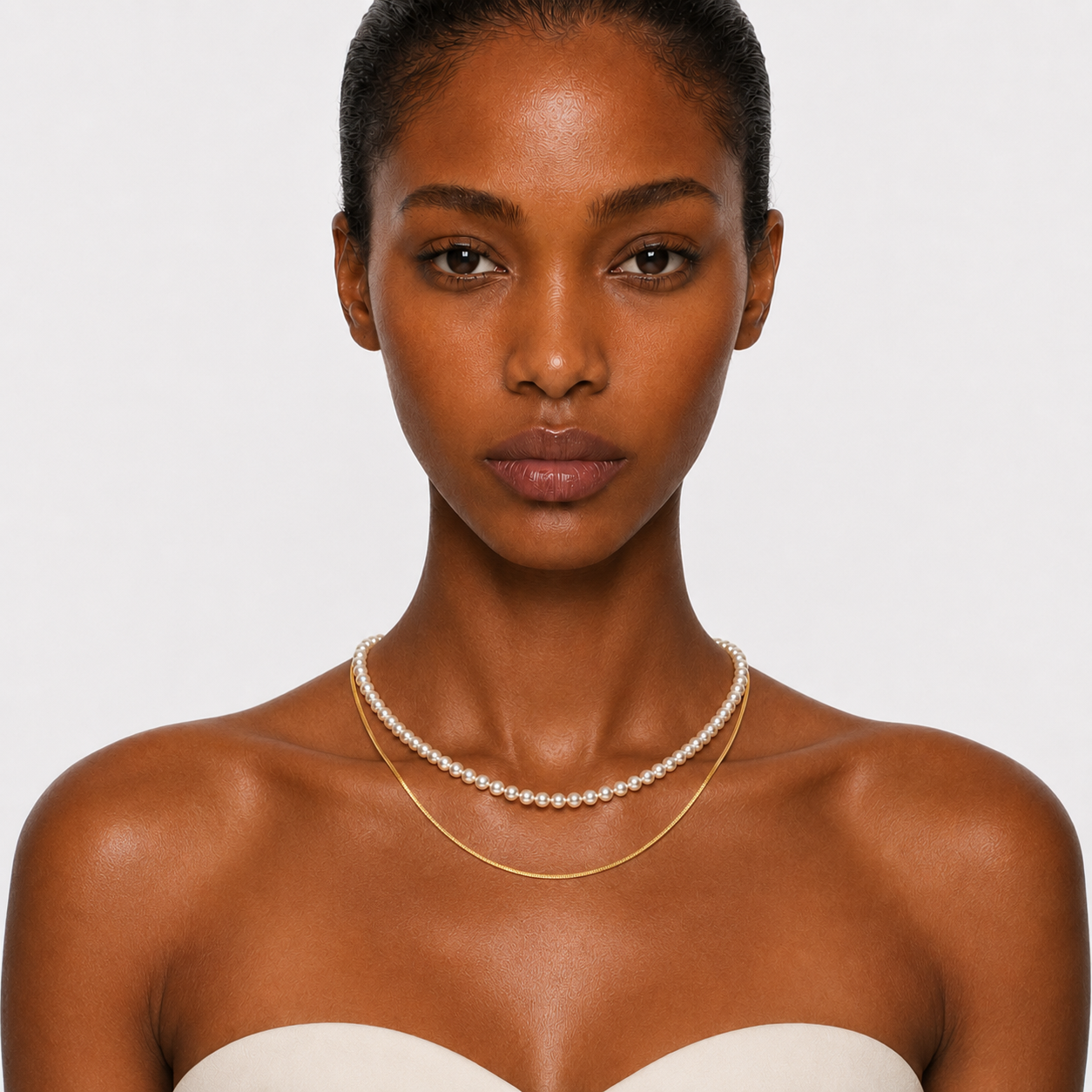 GOLDEN COAST - LAYERED PEARL CHAIN NECKLACE