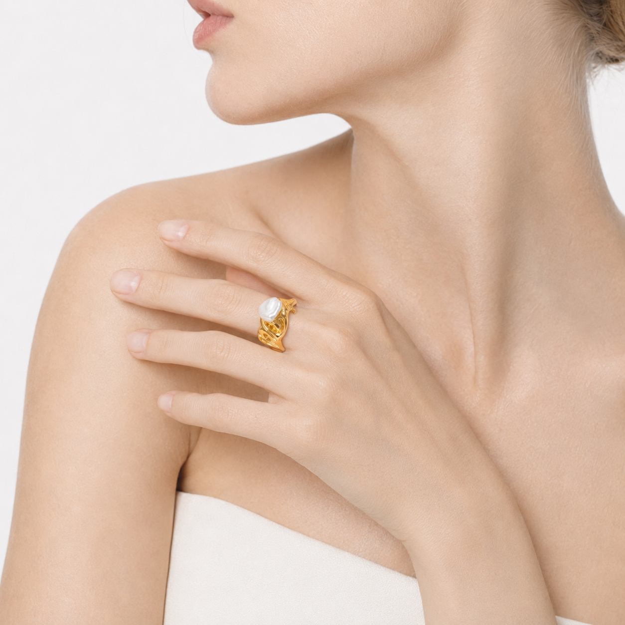 MALIBU WAVE PEARL OPEN RING