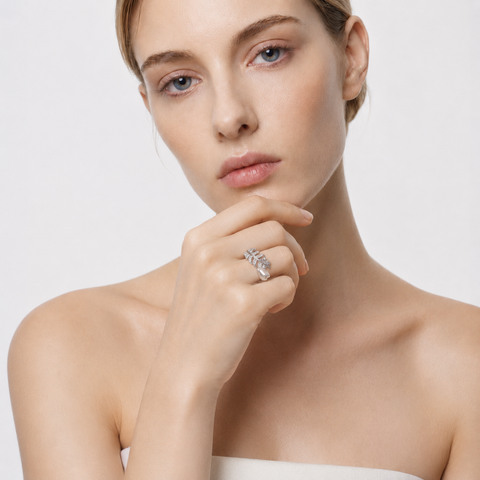 Pearl Jewelry - Genuine Pearl, Golden Cove Baroque Artificial Gemstone Ring-300013F