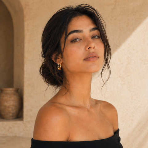 MALIBU-CHUNKY GOLD HOOP EARRINGS