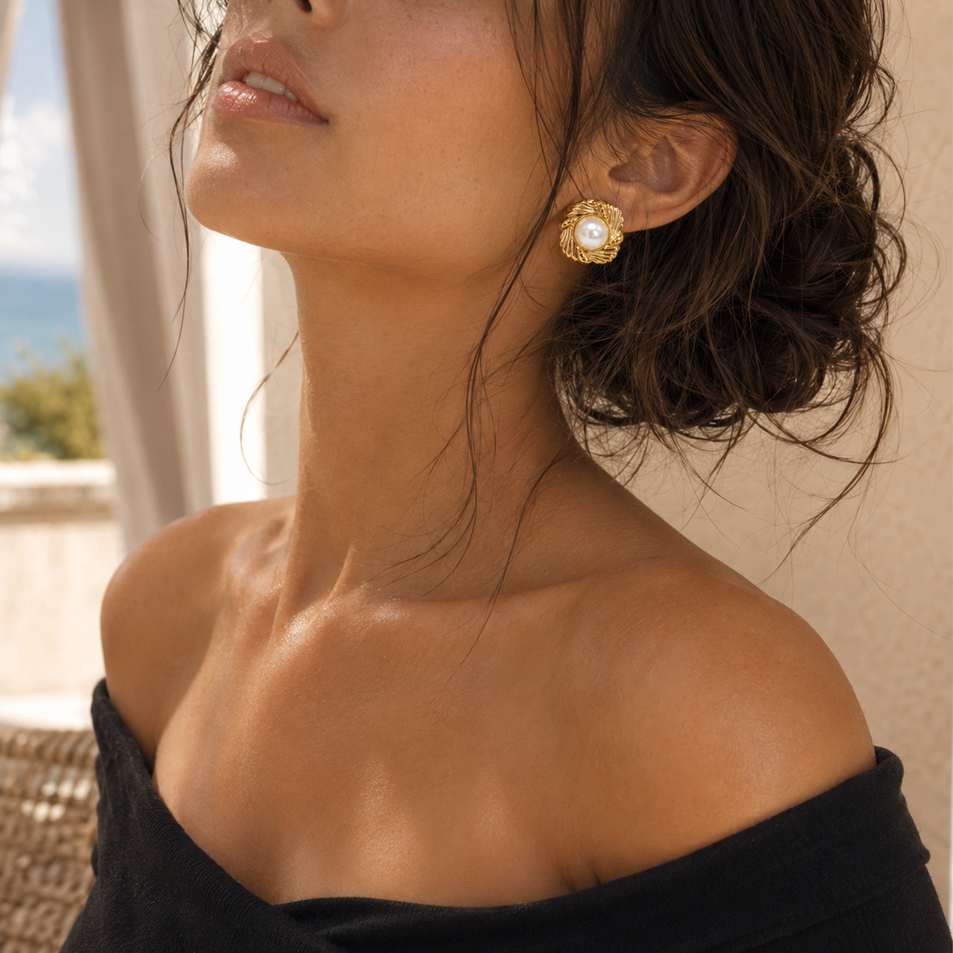 MONTECITO - ROPE PEARL STUD EARRINGS