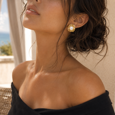 MONTECITO - ROPE PEARL STUD EARRINGS