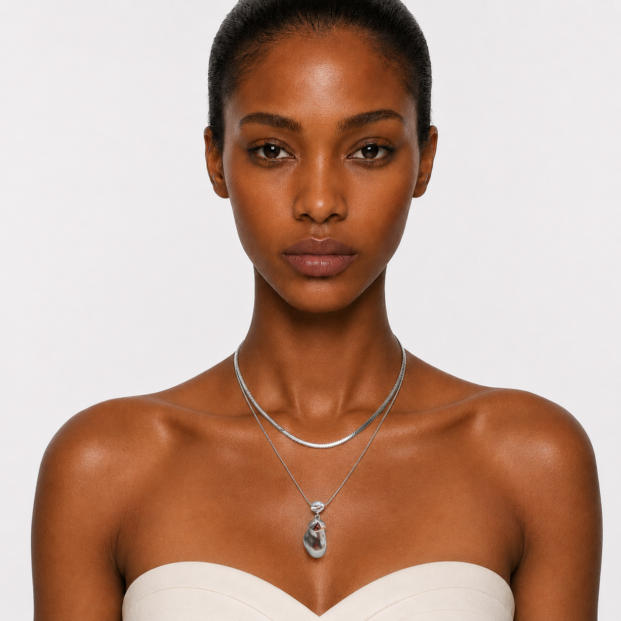 SILVER COVE - LAYERED DROP NECKLACE