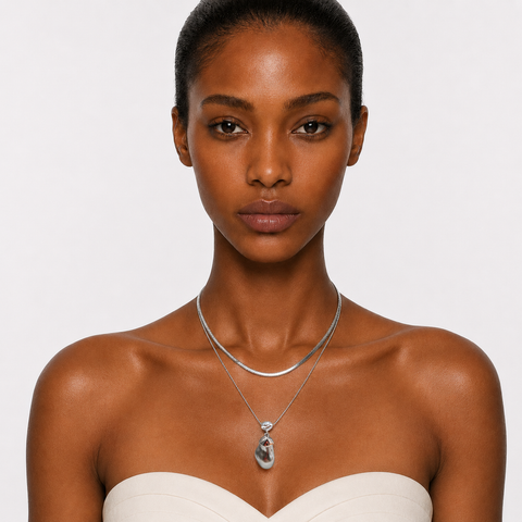SILVER COVE - LAYERED DROP NECKLACE