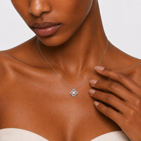 SILVER COVE - CZ FLORAL DROP NECKLACE