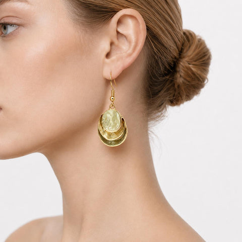 GOLDEN COVE HONEY SHELL DROP EARRINGS-400054N