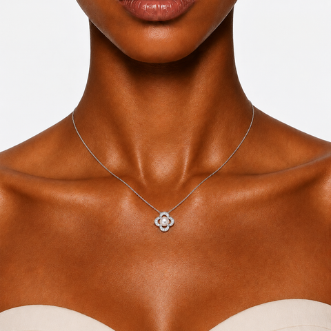 SILVER COVE - CZ FLORAL DROP NECKLACE