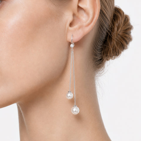 OCEANSIDE - DOUBLE PEARL CHAIN EARRINGS