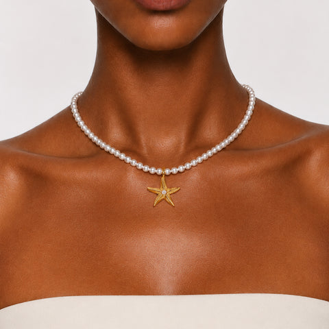 VENICE STAR - PEARL CHOKER NECKLACE