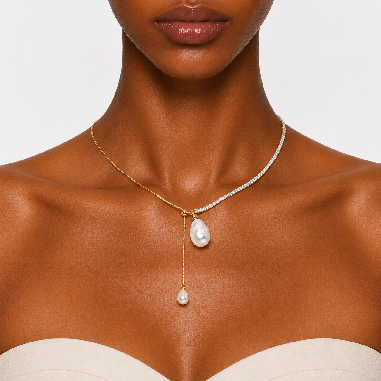 SUNSET COVE - DOUBLE PEARL DROP NECKLAC