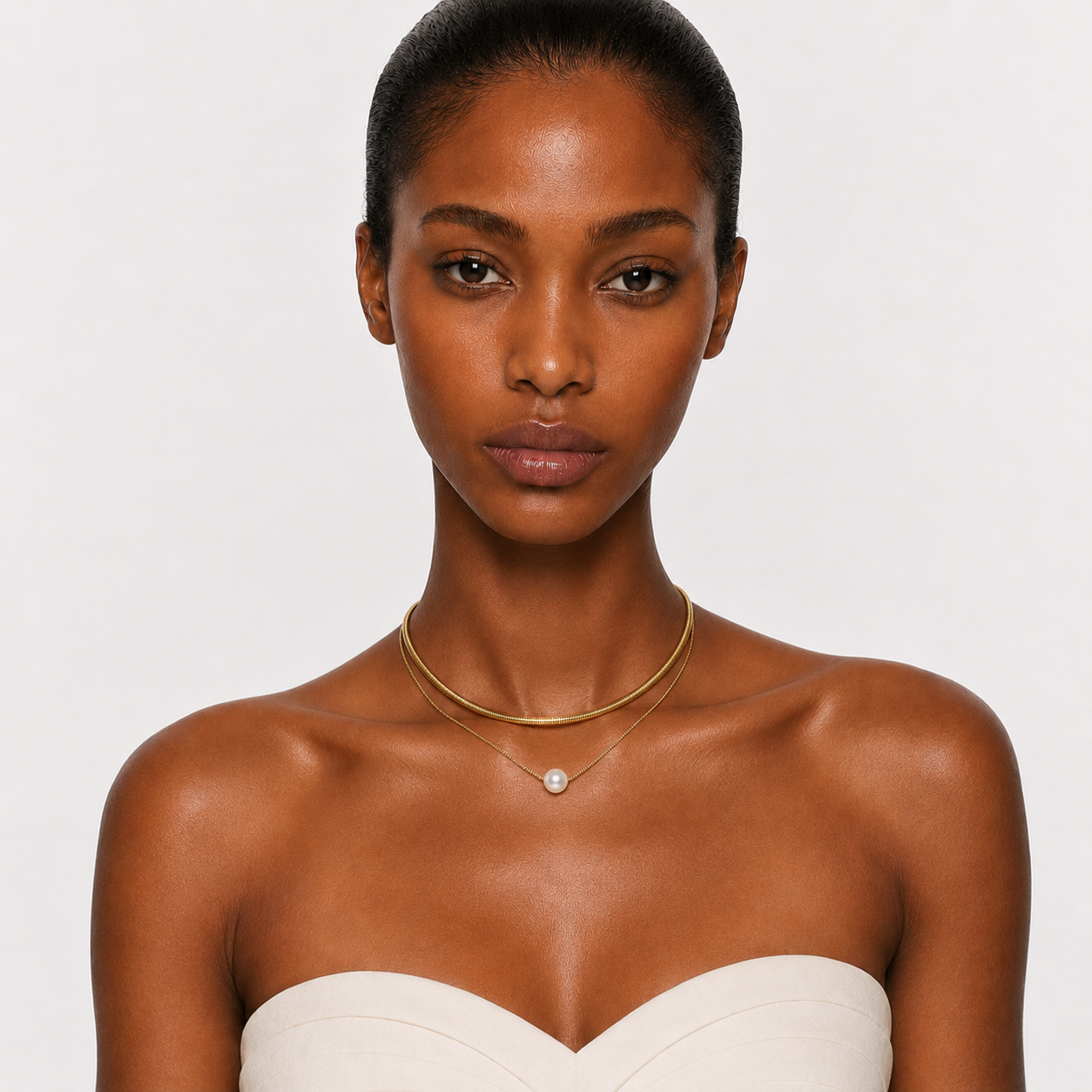 GOLDEN WAVE - LAYERED PEARL NECKLACE