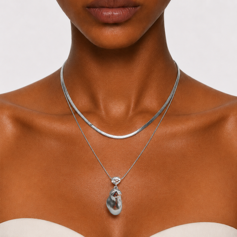 SILVER COVE - LAYERED DROP NECKLACE