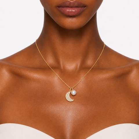 LUNA COVE - PEARL MOON NECKLACE