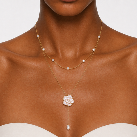 CAPRI - LAYERED PEARL DROP NECKLACE