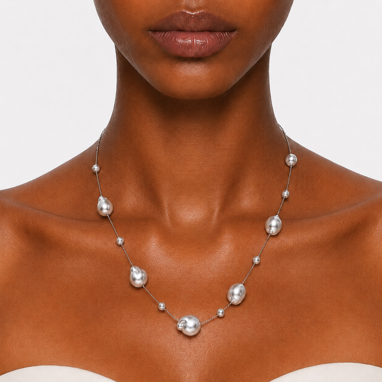 MARINA LONG - PEARL LARIAT NECKLACE
