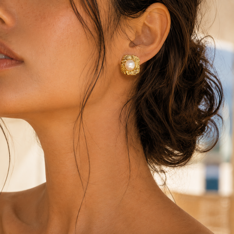 MONTECITO - ROPE PEARL STUD EARRINGS