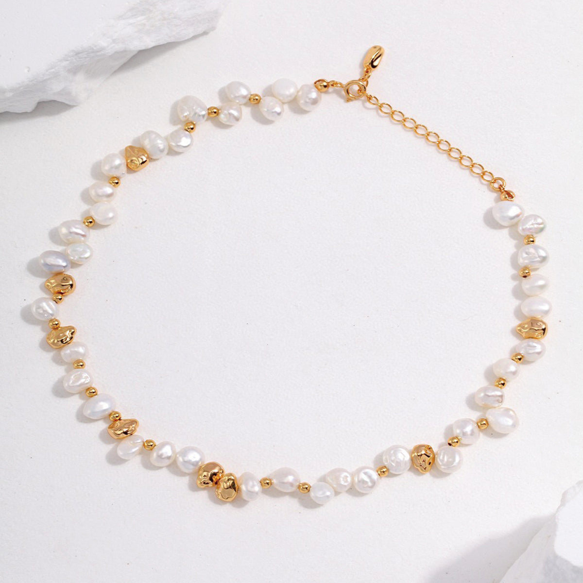 13" Pearl Necklace Gold