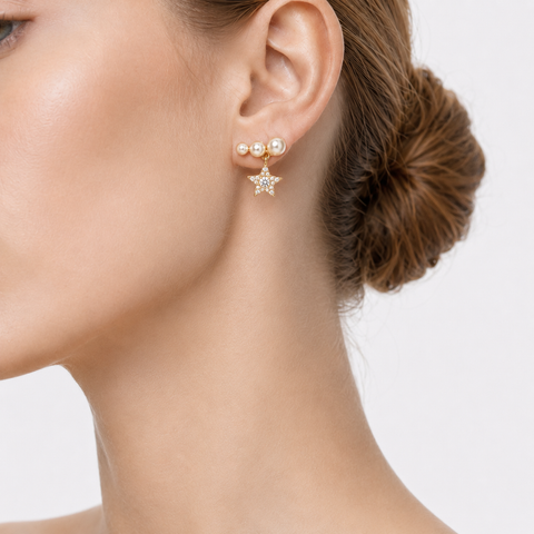 VENICE STAR - PEARL CHARM EARRINGS