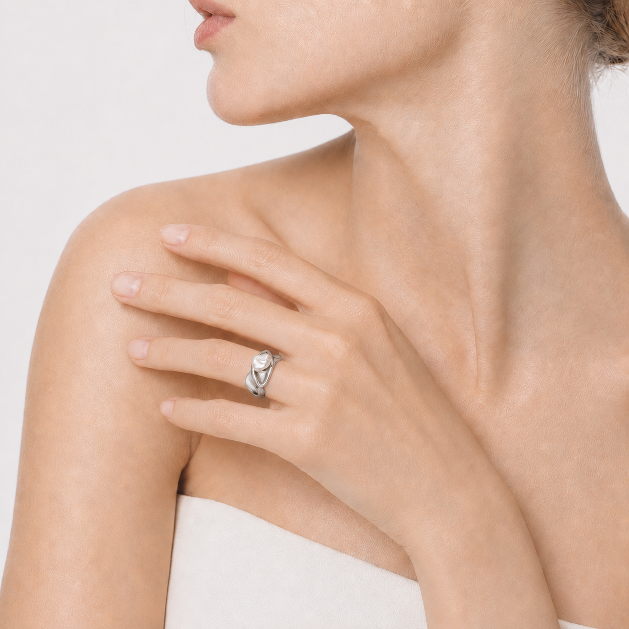 MALIBU WAVE PEARL OPEN RING