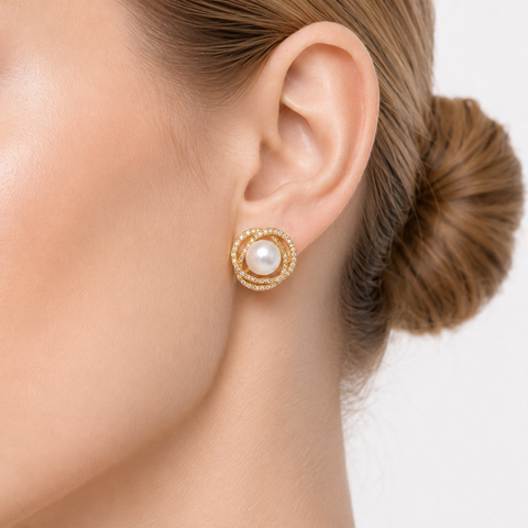 BEL AIR - GLASS PEARL HALO STUD EARRINGS