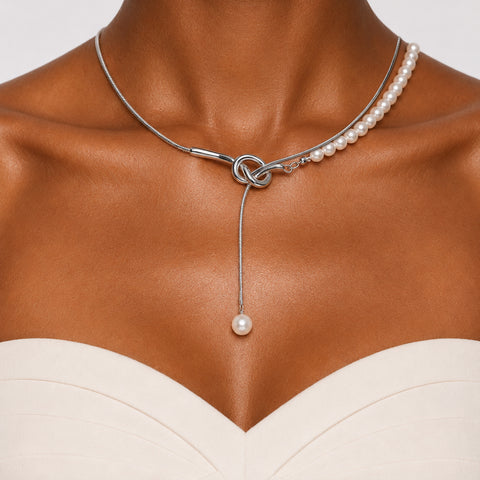 HALF MOON BAY - ASYMMETRIC PEARL DROP NECKLACE