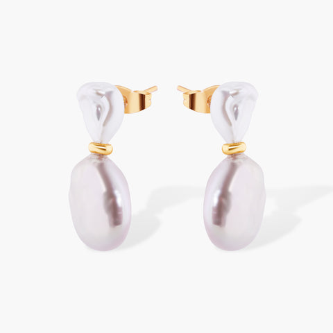 DIANA DOUBLE BAROQUE DROP EARRINGS