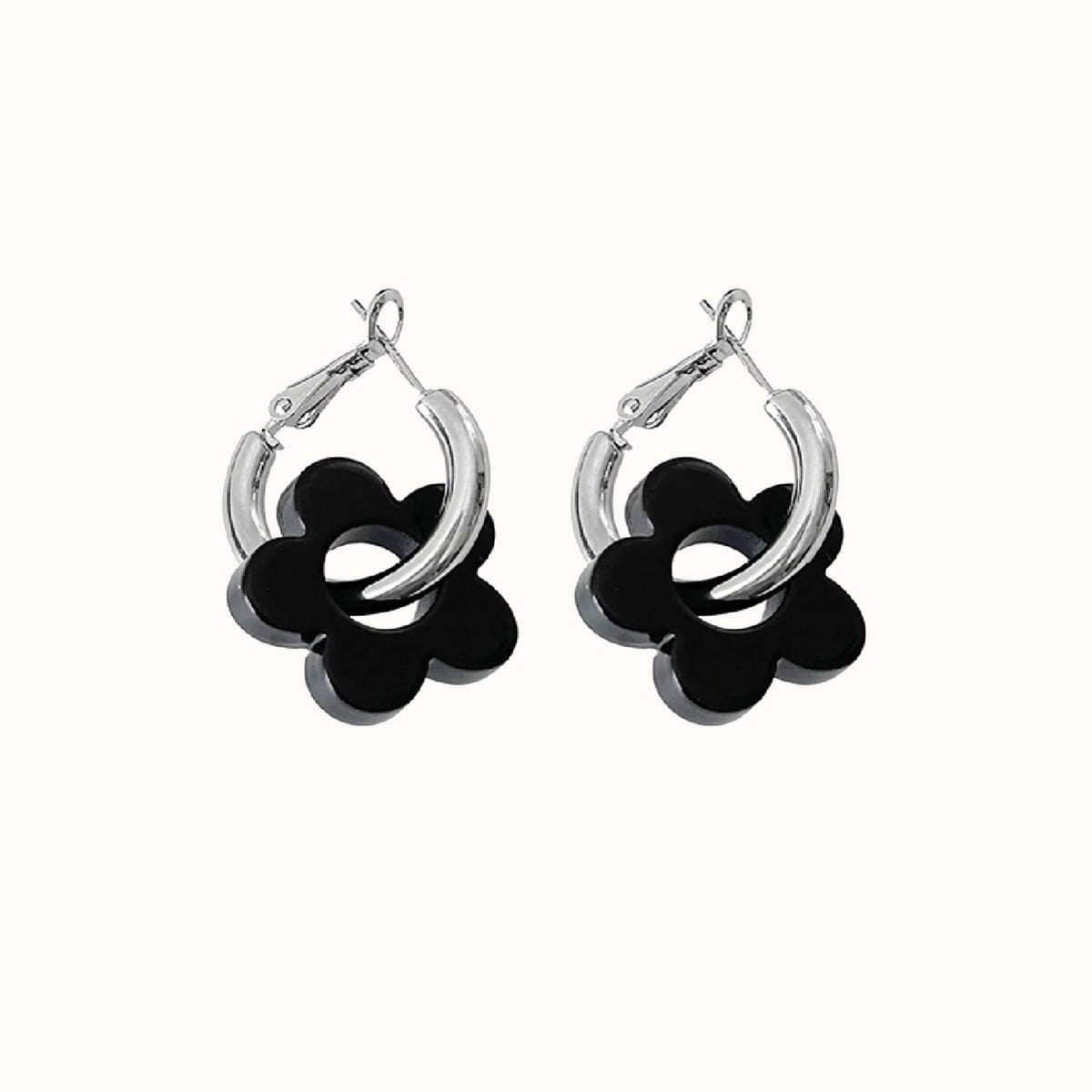 Black Flower Earrings