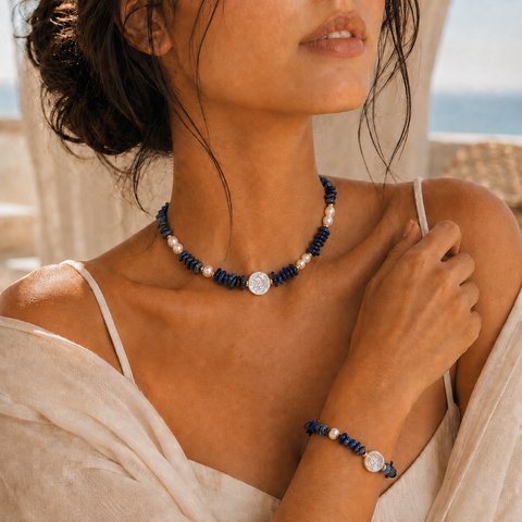 CAPRI - LAPIS AND PEARL BRACELET