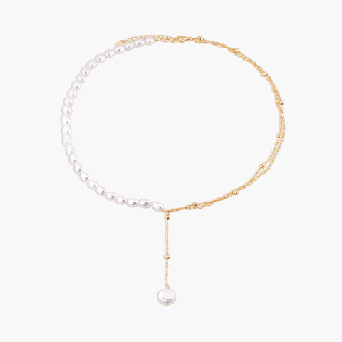 A-LIST PEARL AND CHAIN DROP NECKLACE