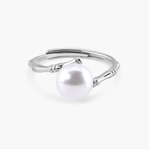 BAMBOO SCULPTURAL PEARL RING