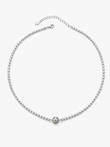 Silver Nugget Pearl Necklace
