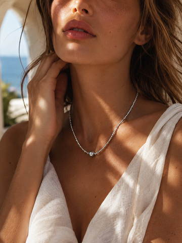 Silver Nugget Pearl Necklace