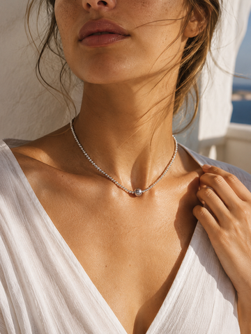Silver Nugget Pearl Necklace