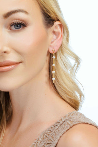 "IT GIRL" PEARL & DIAMOND DANGLE EARRINGS