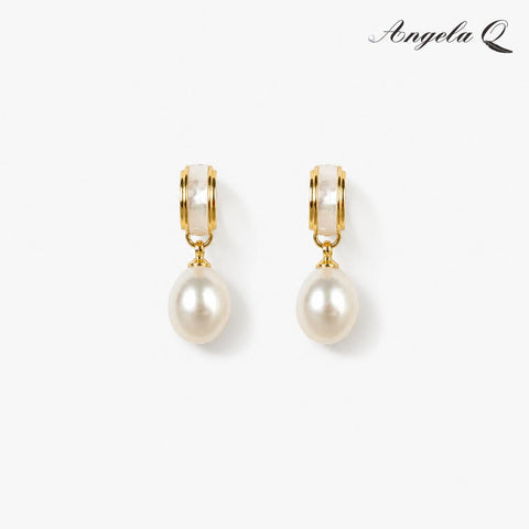 Classic Artificial Gemstone Coastal Pearl Drop Earrings - Drop Shape, Casual Wear, 1 Pair, Model 400029S